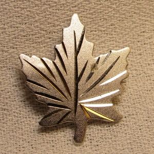Simple Brushed Silver/Gold Maple Leaf Lapel Pin